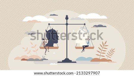 Halo effect as cognitive psychological personality bias tiny person concept. Judgment tendency and attitude based on false evaluation vector illustration. Sex discrimination and gender inequality.