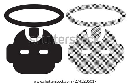 Halo head icon, abstract figure, symbolic representation, spiritual aura