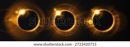 Halo light gold and ring golden sparkle with sun flare glow. Line background speed and halo circular ray with angel dust light. Abstract halo burst and magic ring lens with spark golden radial.