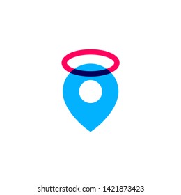 Halo Pin Secure Location Logo Vector Icon Illustration