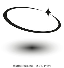 Halo and shadow. Abstract circular symbol. Black vector element. Simple modern illustration.