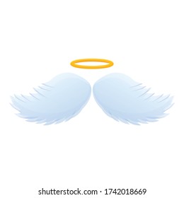 Halo wings icon. Cartoon of halo wings vector icon for web design isolated on white background