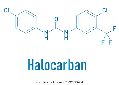Halocarman, also known as Cloflucarban, disinfectant molecule. Skeletal formula.