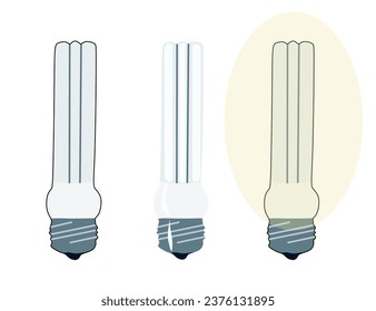 Halogen bulb vector set. Flat style isometric illustration of electric light bulb, halogen lamp, cfl and led lamp. Save energy concept, innovation and electricity.