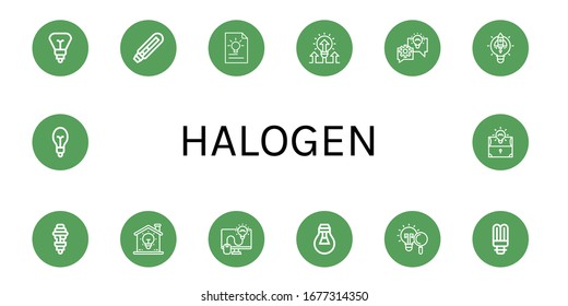 halogen icon set. Collection of Light bulb, Lightbulb icons