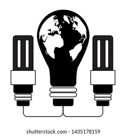 halogen lamp bulb light world renewable energy eco friendly environment vector illustration