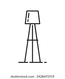 Halogen lantern, indoor floor lamp, electric light outline icon. Office furniture, house interior light or home lamp outline vector icon. Work electric floor chandelier thin line symbol or pictogram