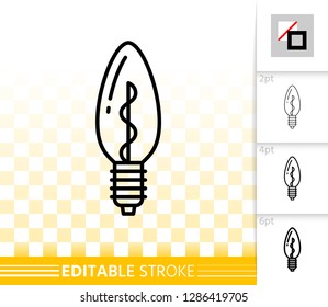 Halogen Light Bulb thin line icon. Outline web sign of glass lamp. Lightbulb linear pictogram different stroke width. Simple vector transparent symbol. Electric power editable stroke icon without fill