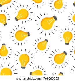 Halogen lightbulb seamless pattern background. Business flat vector illustration. Light bulb sign symbol pattern.