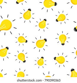 Halogen lightbulb seamless pattern background. Business flat vector illustration. Electricity and idea symbol pattern.