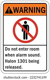 Halon fire extinguisher sign and labels