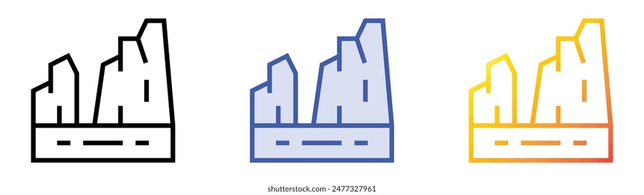 halong bay icon. Linear, Blue Fill and Gradient Style Design Isolated On White Background