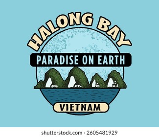 The Halong Bay, Vietnam. The wonderful Ha Long Bay, Descending Dragon Bay, Unesco world heritage in Vietnam. Vector.