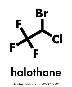 Halothane General Anesthetic Drug Molecule. Skeletal Formula.