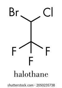 Halothane General Anesthetic Drug Molecule. Skeletal Formula.