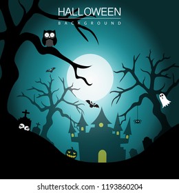 Haloween background banner. Haloween party sign vector cover illustration. helloween icon collection. Flat design cartoon concept