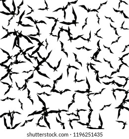 Plano de fundo de haloween com morcegos pretos em branco. Modelo de fundo de placa de festa de haloween. morcegos voadores pretos.
