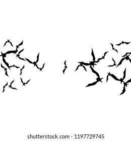 Haloween background with black bats on white. Haloween party card background template. black flying bats.
