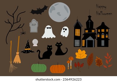 Haloween icon collection vector Ilustration.Great for sticker,any print.Autumn and halloween set.