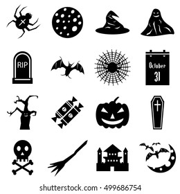 Haloween icons set. Simple illustration of 16 Haloween vector icons for web