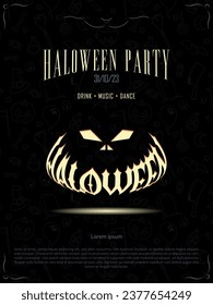 Haloween Party Poster Dark With Jack O Lantern