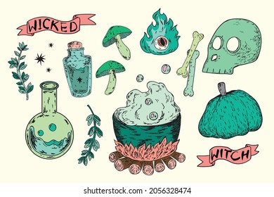 Haloween Potion Bottle Witchcraft Illustrations