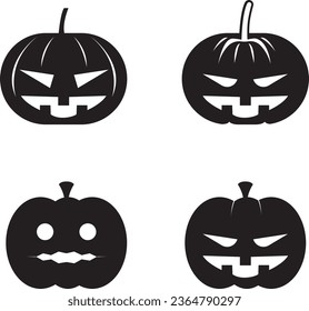 haloween pumpkin icon silhouette fit on poster, icon, heloween