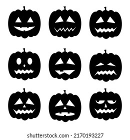 Haloween pumpkin icons. Vector illustration.