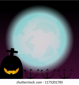 haloween vector background have the bright moon and grave.