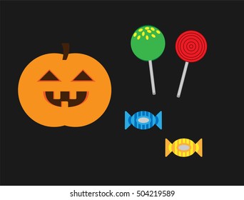 Haloween Vector Illustration of a Pumpkin and Candy