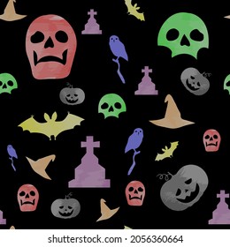 haloween watercolor seamless pattern perfect for background or wallpaper