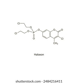 Haloxon flat skeletal molecular structure Anthelmintic agent drug used in worm infection treatment. Vector illustration scientific diagram.
