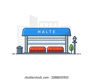 Halbbau-Illustration in flachem Design. Cartoon-Design