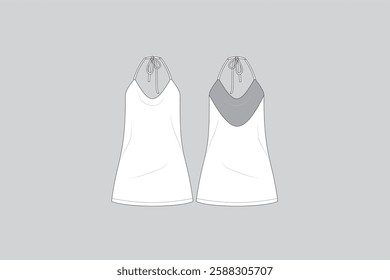 Halter Neck Mini Dress Design Dress vector