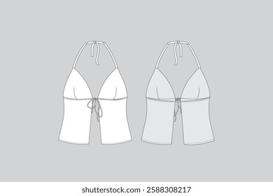 Halter Tie Front Summer Top Vector