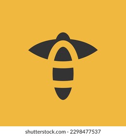 Halthy food. Honey logo. Vector flying bee. Siluette design.