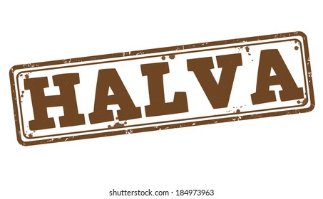 Halva grunge rubber stamp on white, vector illustration