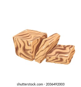 Halva with tahini and cocoa. Turkish delight vector illustration.