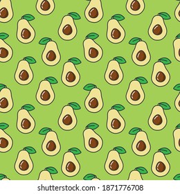 Halved avocado fruit seamless vector pattern wallpaper background