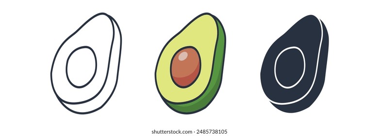 halved avocado Icon symbol vector illustration isolated on white background