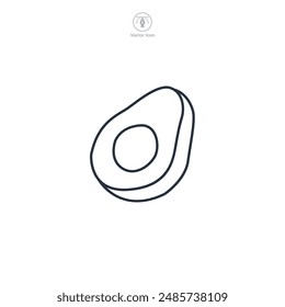 halved avocado Icon symbol vector illustration isolated on white background