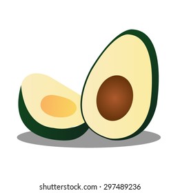 Halved Avocado on White Background