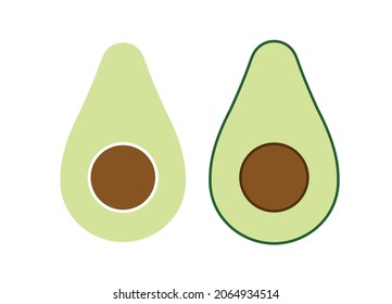 Halved Avocado Silhouette Vector Clipart, Vegetable Decor, Half Simple Avocado, Cut in half avocado, Avocado Cut File, Vegan Food, Healphy Food Flat Design