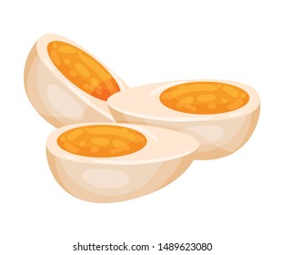 Halved boiled eggs. Vector illustration on a white background.