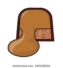 Halved caramel and cookie sweet isolated vector illustration for Chocolate Caramel Day on March 19
