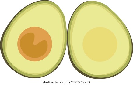 Corte a la mitad, Vector de aguacate verde