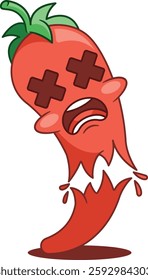 Halved screaming hot pepper character