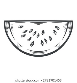 Halved watermelon slice and