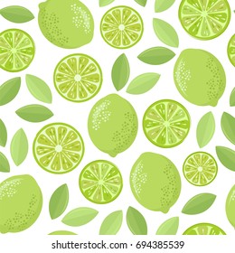 Halves of limes. Seamless vector pattern.