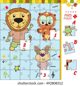 Halves matching activity task for children